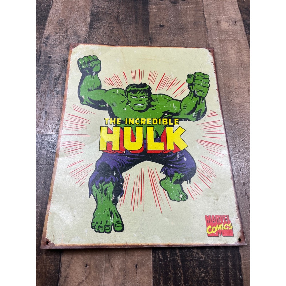 Marvel Metal Tin Sign The Incredible Hulk 12x16 Green Good Distressed Wall Decor